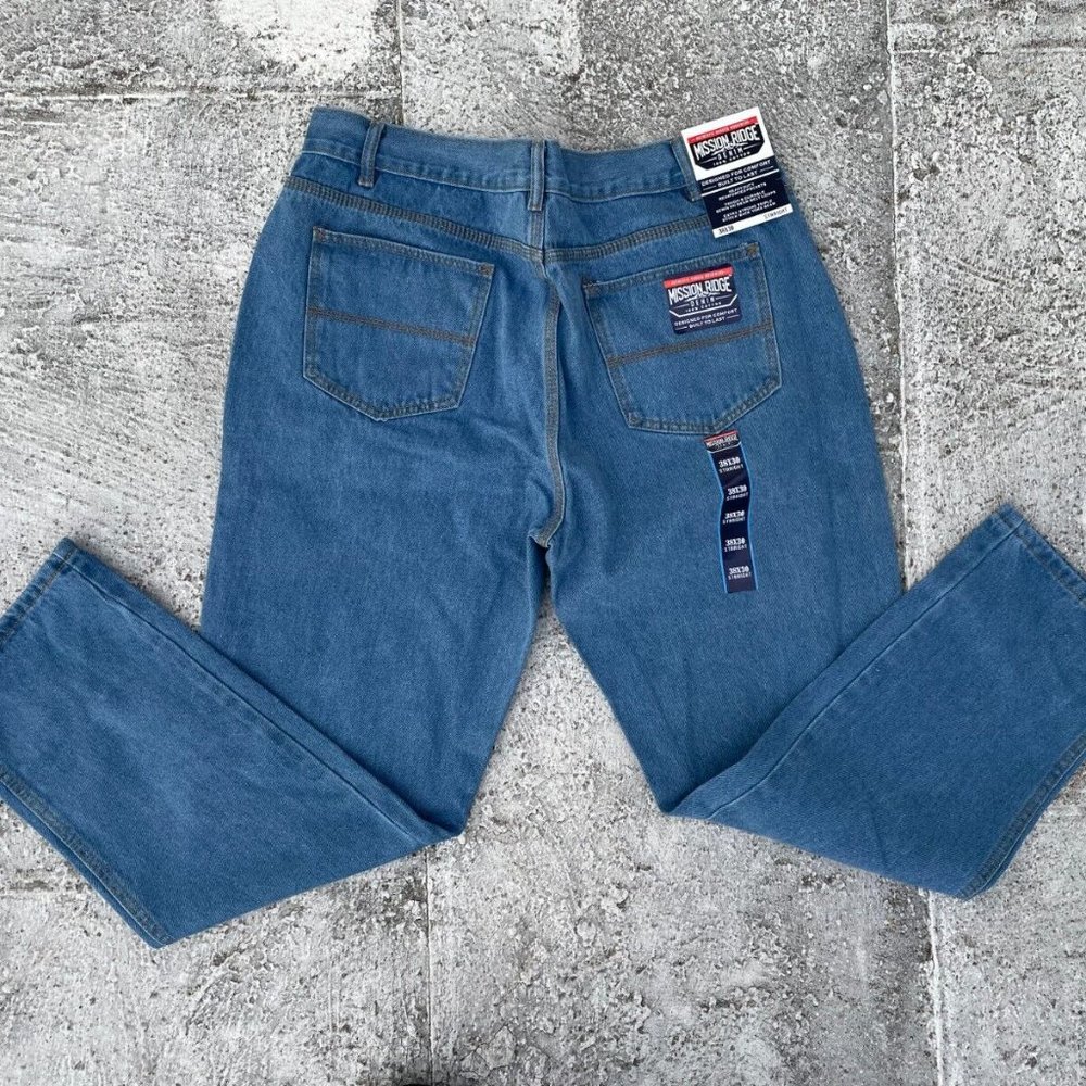 Mission Ridge Men Jeans Blue Denim Straight Jean Size 38X30 inches